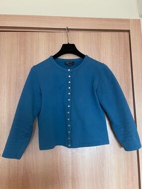 Agnes B. Teal Button-Front Long Sleeve Cardigan - size 3